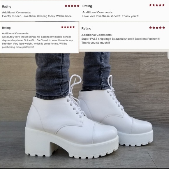 Grunge 90s Chunky Heel Platform Lace Ankle Boots - Picture 8 of 8